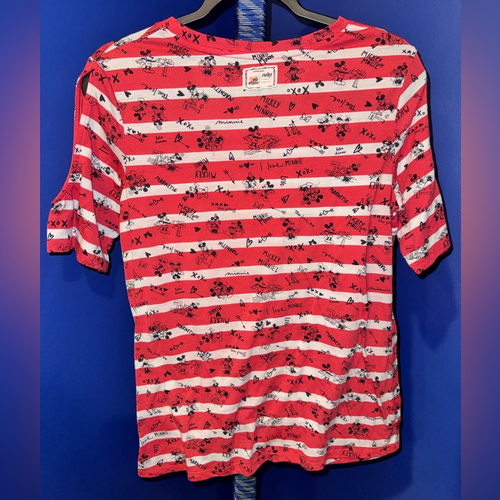 Disney Parks- Women’s Re and White Striped Graphic T-Shirt Size Medium - Picture 3 of 14